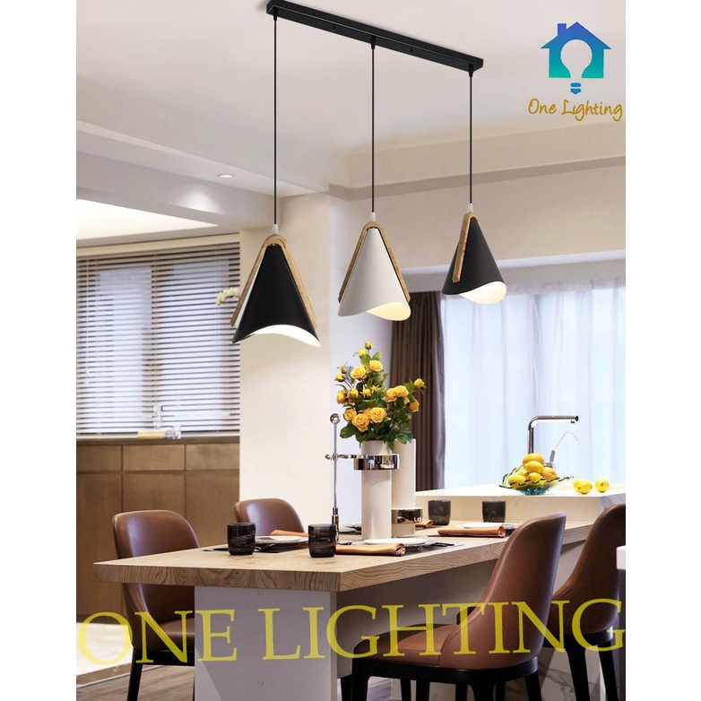 Decorative Pendant Light Wooden Design Hanging Light Black White Dining ...