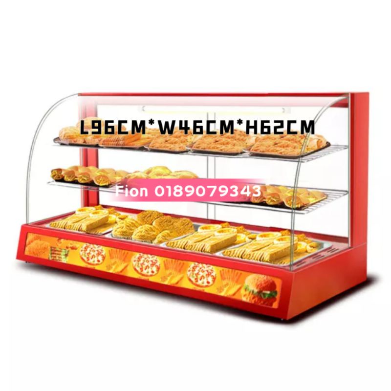 Food warmer Commercial curved three-layer electric heating insulation cabinet cooked food display cabinet