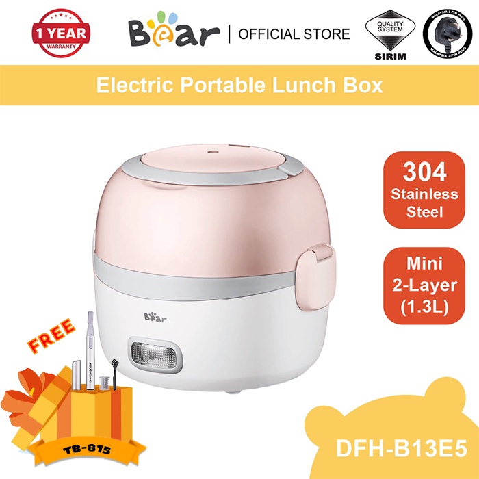 Bear Electric lunch box portable lunch box Mini Rice Cooker 2Layer