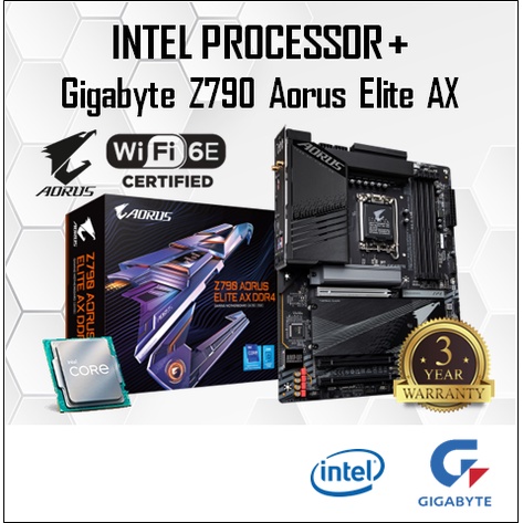 Gigabyte Z790 Aorus Elite AX Z790 LGA1700 DDR4 Motherboard + Intel 12TH ...