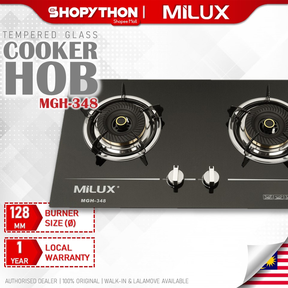 MILUX Cooker Hob MGH348 (3000W) Double Burner Gas Stove Hobs Tempered