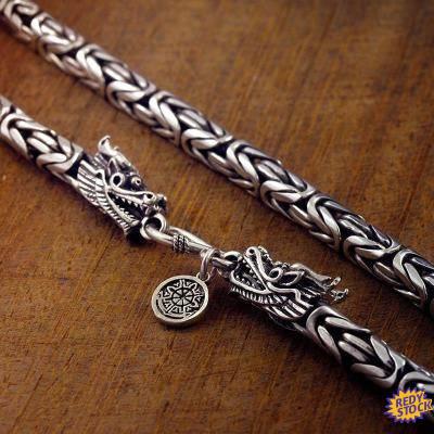 rantai leher lelaki Necklace Silver 925 Malaysia Islam Original Dragon Bone Chain 999 sterling silver dragon head necklace Men's retro style ,tide ,men ,handsome Thai