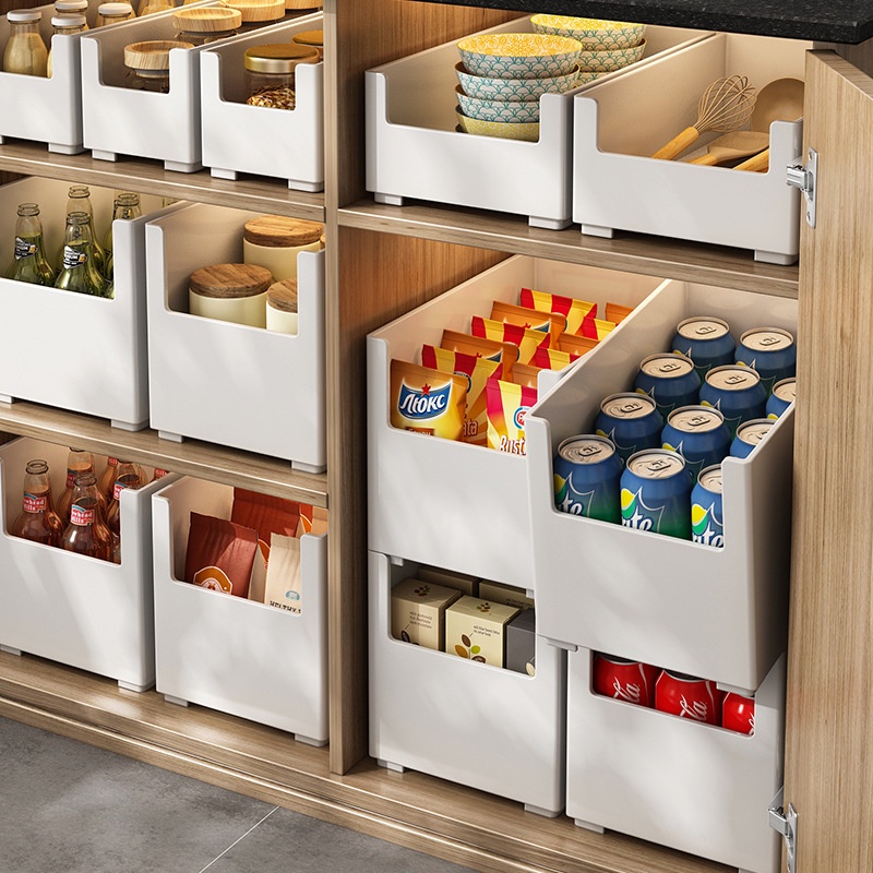 Japanese Minimalist Storage Box Muji Style Kitchen Cabinet Bathroom Book Cosmetic Organizer Kotak 杂物收纳盒子叠加整理储物收纳筐