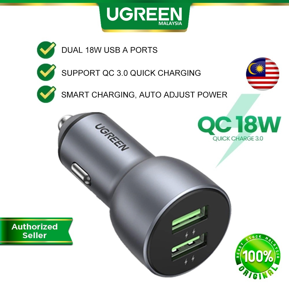 UGREEN Car Charger Dual USB A Type C PD 40W QC 3.0 Quick Charge PD20W Super Fast Charging iPhone iPad Smartphone Dashcam