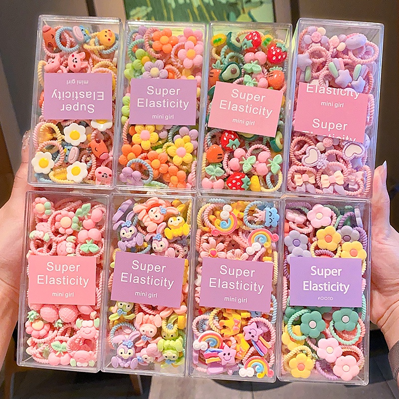 30/60 Pcs High Elastic Baby Hair Rope Hair Ring Children's Cartoon Small Rubber Band Tie Hair Head Rope Cute Girl Hair Accessories