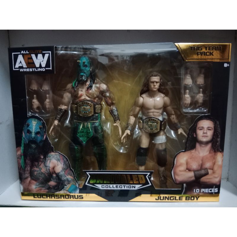 Jazwares AEW Unrivaled Luchasaurus & Jungle Boy 2-Pack Wrestling Action ...