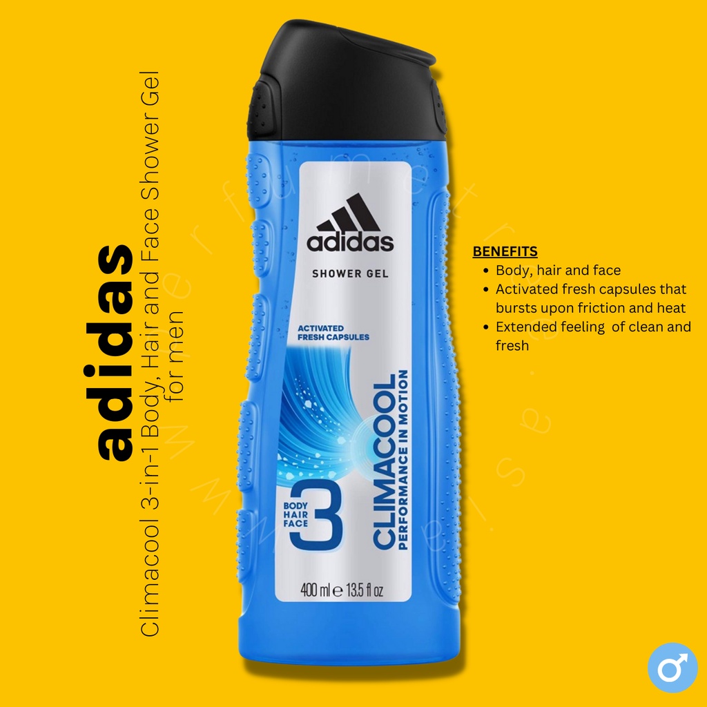 Adidas Climacool 3 In 1 Body Hair and Face Shower Gel For Men 250ML