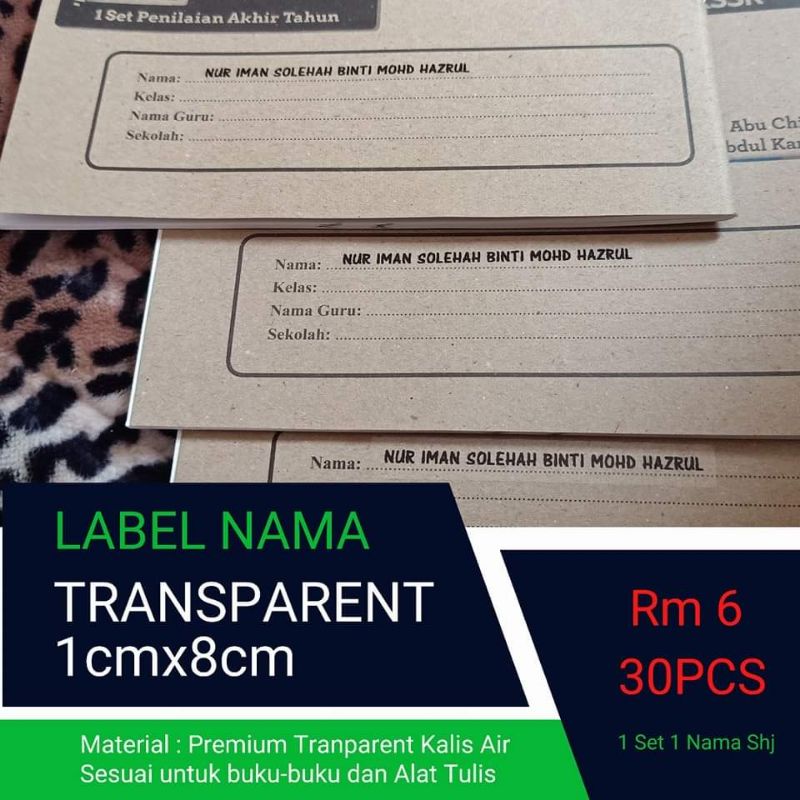 Label Nama Transparent (Kalis air) 30pcs | Shopee Malaysia