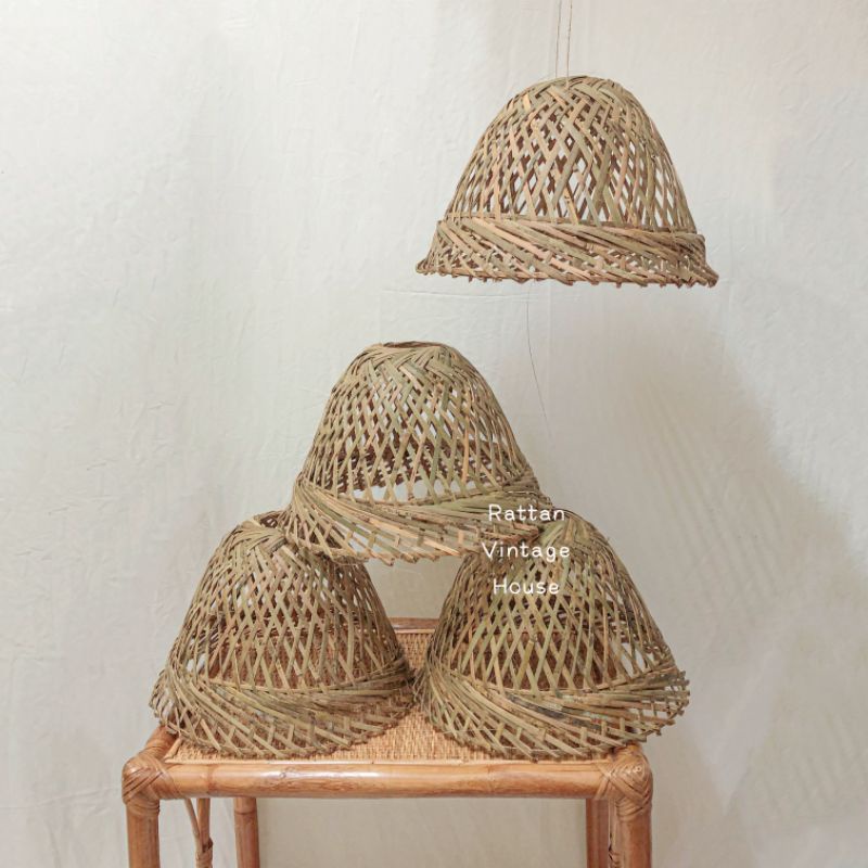 (Rattanvintage)Small Chicken Cage | Penutup Ayam | Bamboo Lampshade Cover | Decoration Basket | Bakul Buluh Ayam | Coop