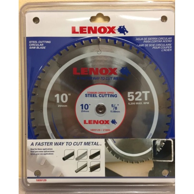 Lenox 1809129 Tools 10-inch Circular Saw Blade, Steel-cutting, 52-tooth 