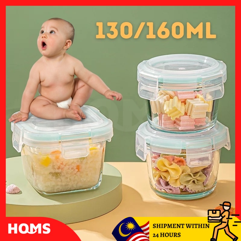 HOMS 130/160ml Baby Food Container Heat Resistant Borosilicate Glass