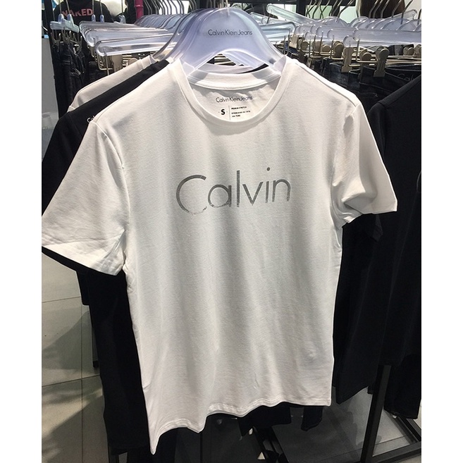 ORIGINAL Calvin Klein CK Large Faded Logo Print Cotton T Shirt Men Slim ...