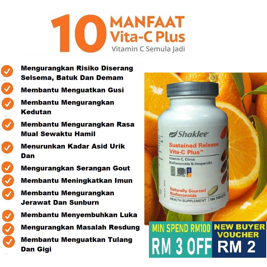 Shaklee Sustained Release Vita C Plus Immune System Booster Vitamin C 180 Tablets 180 Servings Shopee Malaysia