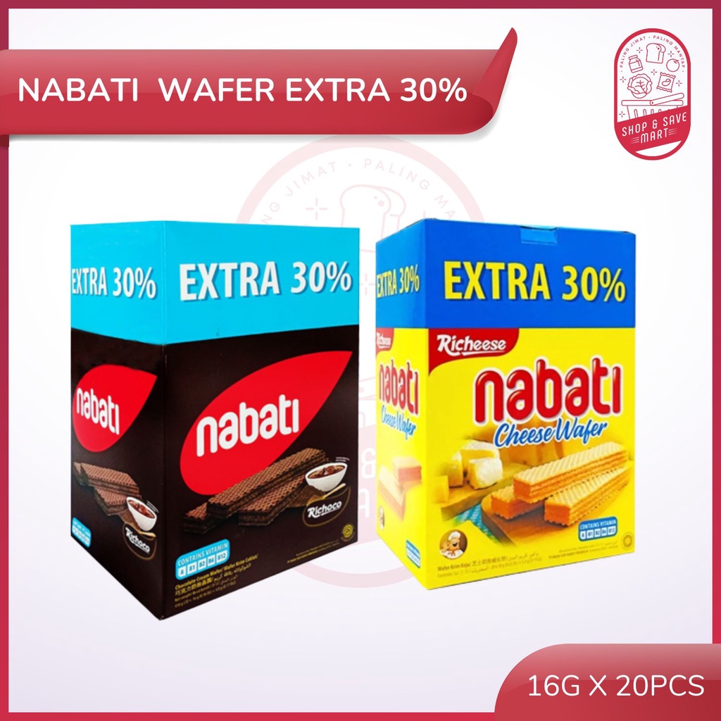 Nabati Wafer Extra 30% - 16g x 20pcs (Flavor: Richoco / Richeese ...