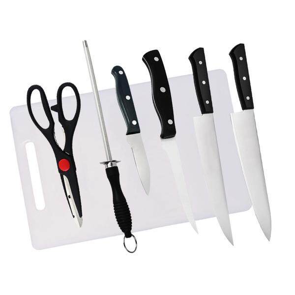 FREE GIFT idrop [ 7PCS ] Kitchen Cooking Knives Set With Chopping Board / Set Pisau Dapur Memasak Dengan Papan