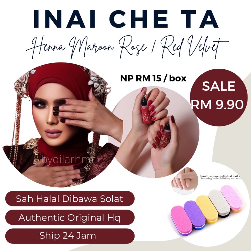 (SALE 🔥) Ready Stock Henna Inai Che Ta Maroon Rose Red Velvet Shopee