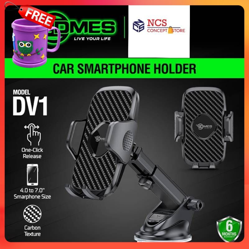 FREE GIFT DMES DV1 Wind Screen Phone Mount with One Click Release Car Phone Holder / PC + Silicone Gel / 6 Months Warran