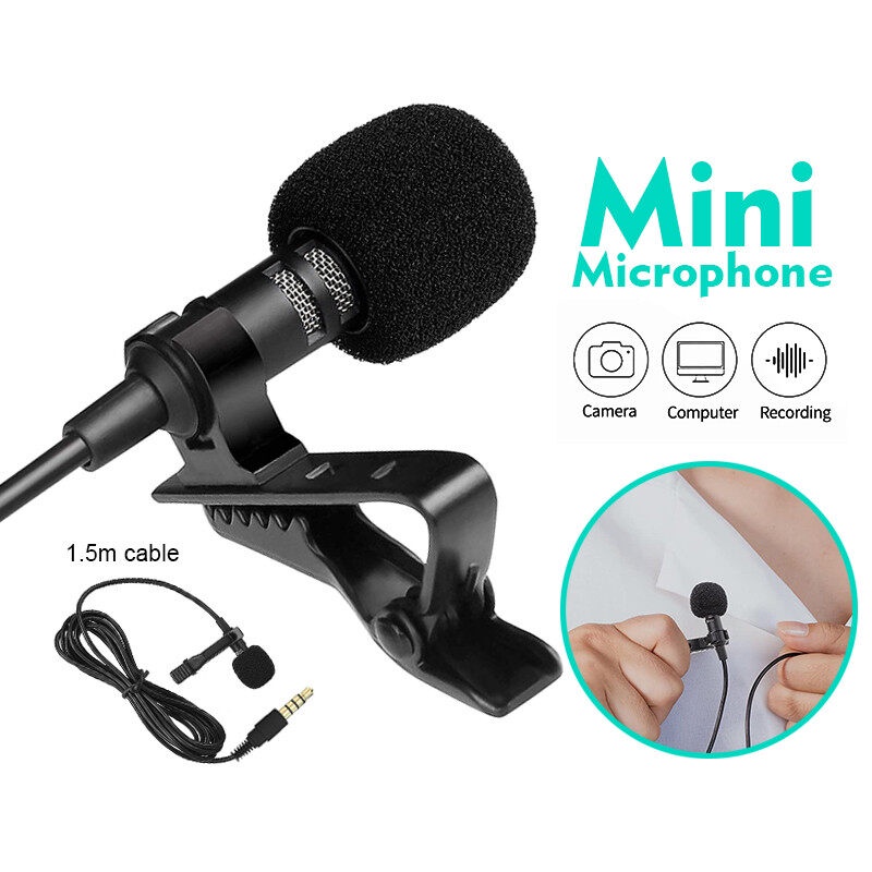 Mikrofon Lavalier Tanpa Wayar untuk Vlogging Telefon Bimbit Mudah Alih Membatalkan Bunyi Mikrofon Mini f