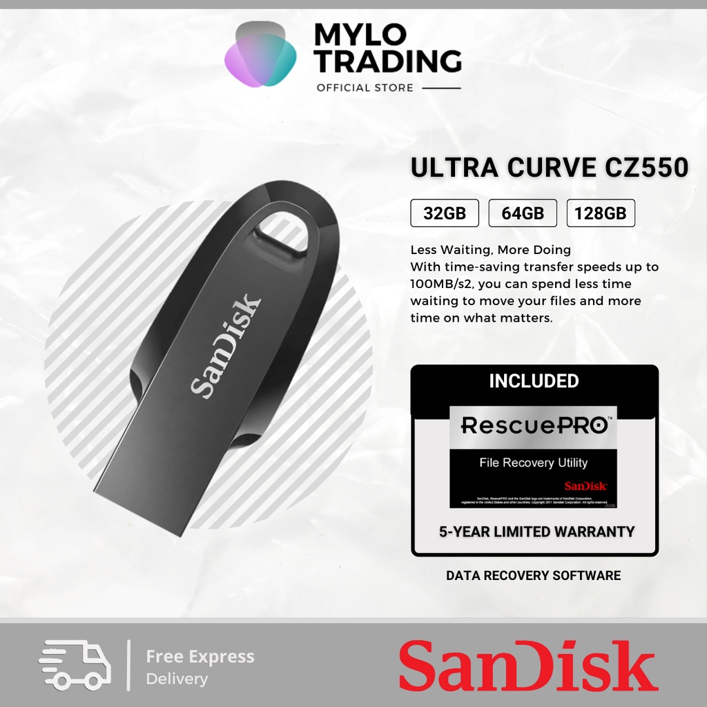 SanDisk Ultra Curve CZ550 USB 3.2 Gen 1 ( 32GB / 64GB / 128GB / 256GB