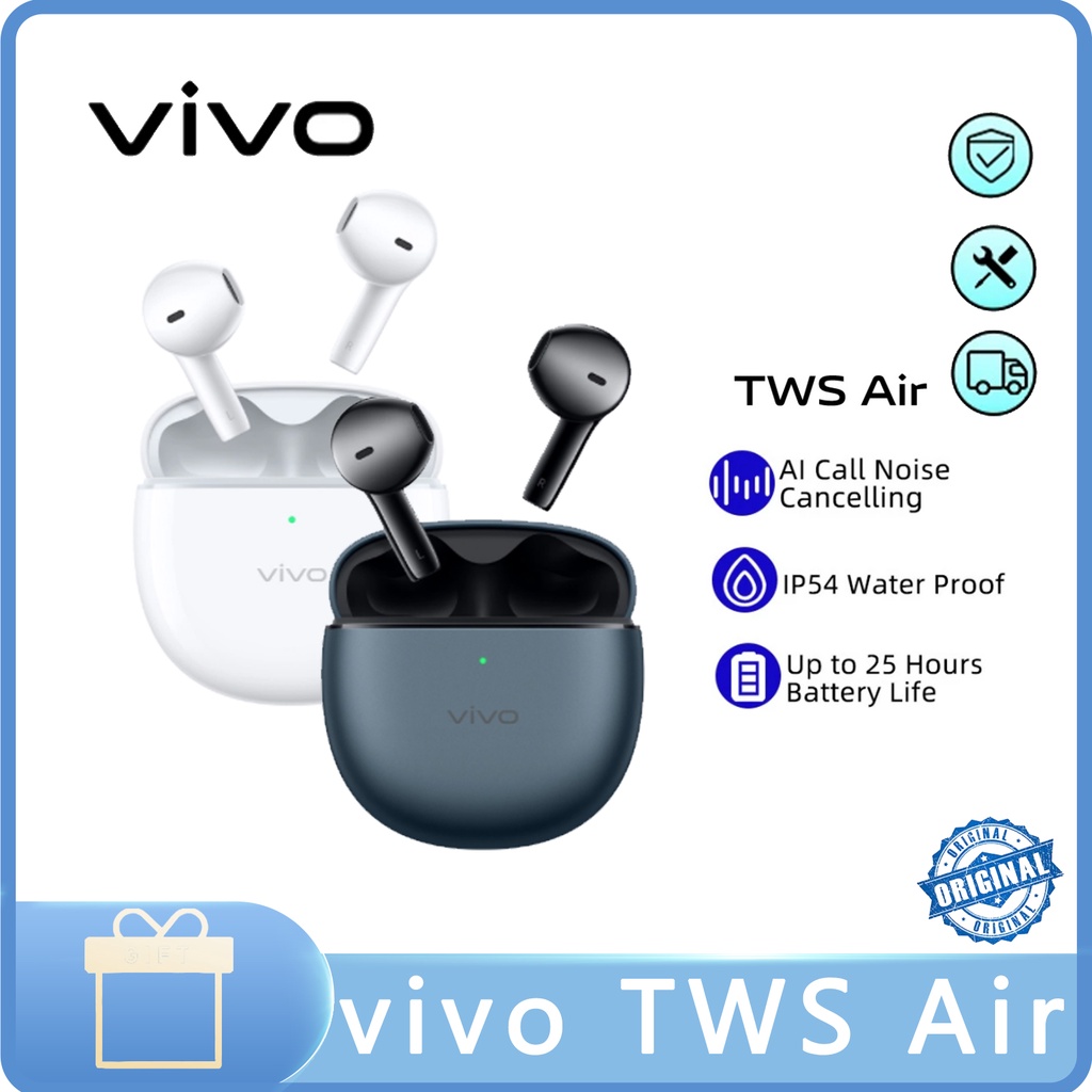 Vivo TWS air2 TWS Bluetooth Headset Dual Microphone AI Call Noise Cancellation Wireless Headset