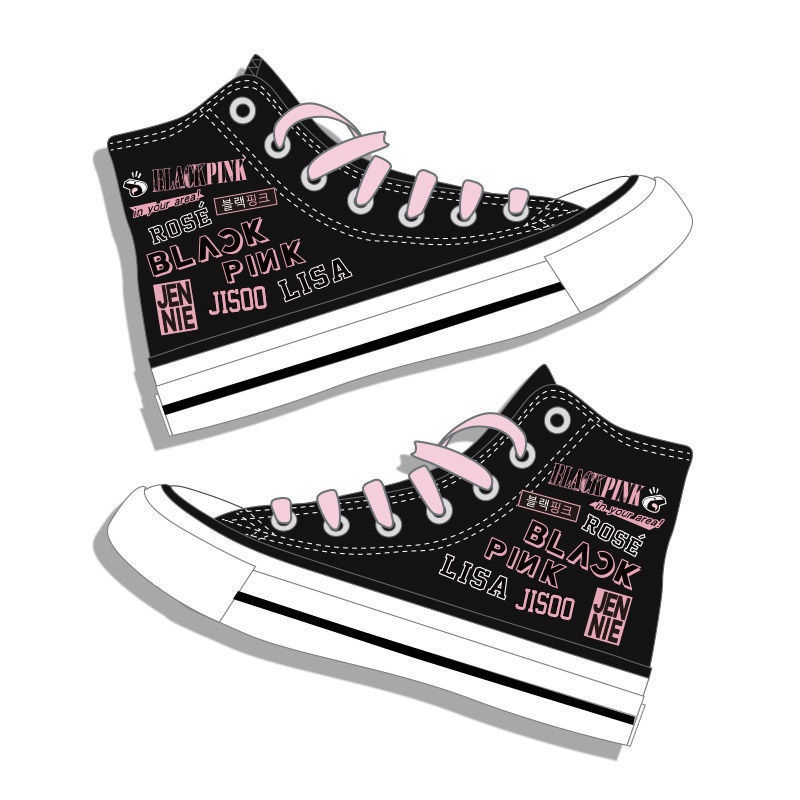 blackpink Merchandise Shoes Support Girls Winter Velvet High-Top Canvas lisa Same Style JENNIE