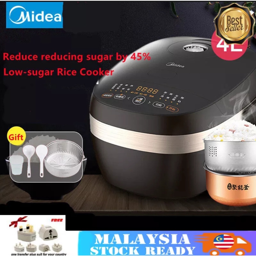 ( Free Shipping ) Midea Low-sugar Rice Cooker Household 4L Multifunctional Health Sugar Removal Rice Cooker