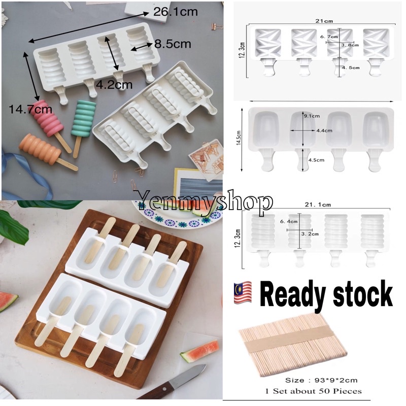 Silicone Popsicle Mold | Cake Mould | Ice Cream Mould | Acuan Ais Krim Love Ice Cream | Ellipse Diamond Ice Cream Mould