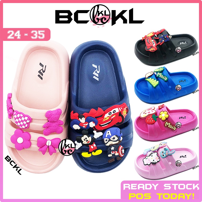 【 BCKL 】Kid's Cartoon Slides Shoes | Rabbit Slippers Dino Teenagers Twins Boys Sandals Spiderman | Kasut Selipar Budak