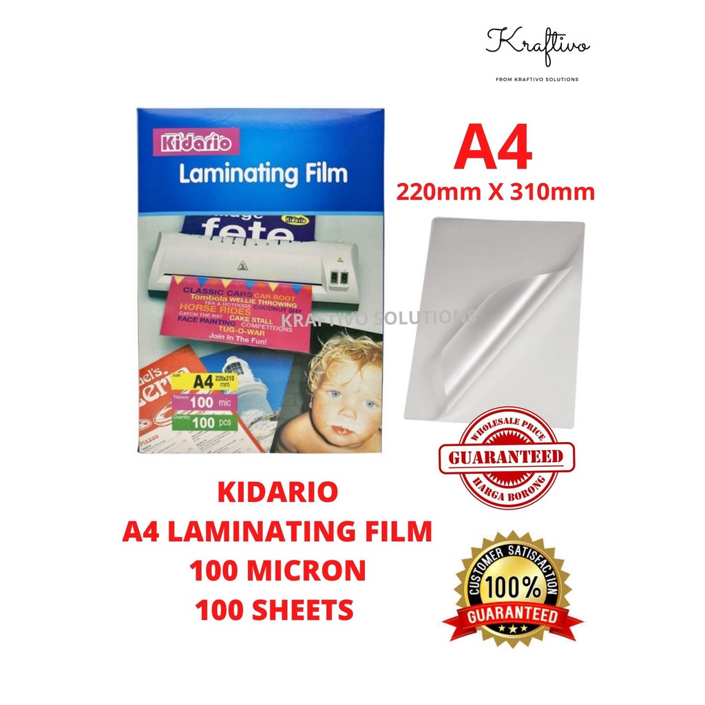 [ READY STOCK ] KIDARIO / NIJI BRAND A4 LAMINATING FILM / LAMINATE FILM A4 / PLASTIK FILM