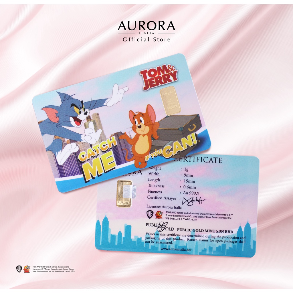 WARNER BROS X AURORA ITALIA (1g) 999.9 Tom & Jerry II Limited Edition Gold Bar 华纳兄弟联名 猫和老鼠II 纯金足金片