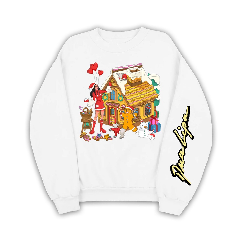 Crewneck SWEATER Dua Lipa - GINGERBREAD HOUSE AND FRIENDS WHITE CREWNECK | Men Women Unisex Merch