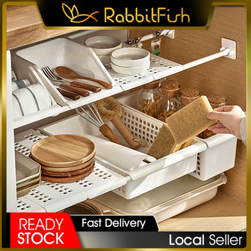 Under Sink Rack Organizer Sliding Kitchen Storage Rack Bakul Baju ...