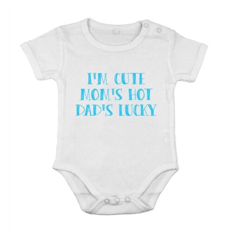 I'm Cute My Mom's Cute And My Dad's Lucky Newborn Romper humor Outfits gift EHBX