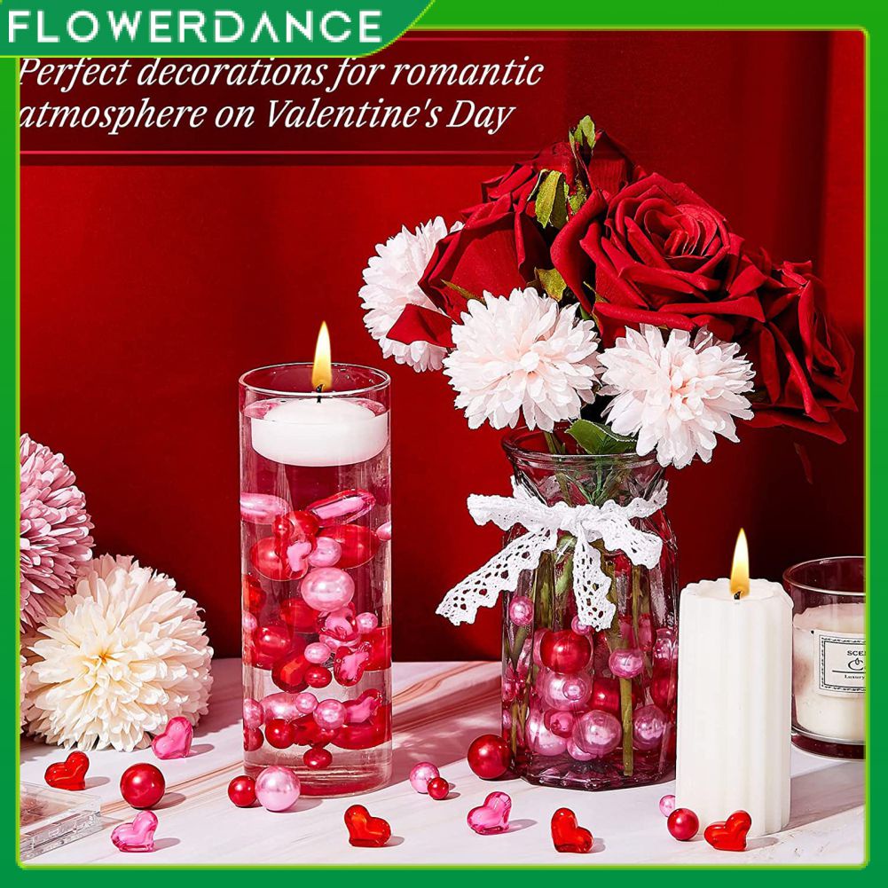 Heart Shape Pearl Hydro Gel Pearls Beads Balls Water Plant Flower Jelly Crystal Water Floating Vase Filler Beads New Year Valentine's Day Wedding Decor flowerdance