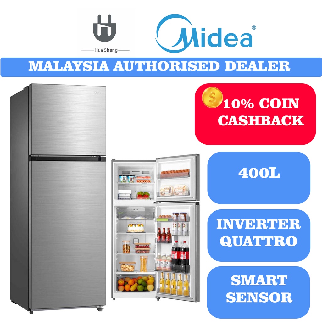 Midea Gross 2 Doors Inverter Quattro Refrigerator (400L) MDRT489MTB46-MY