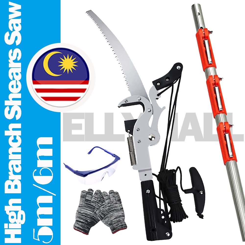 ELLYMALL 6.5M Telescopic High Branch Shears Saw 2in1 Tree Cutter Pruning Gunting Dahan pokok