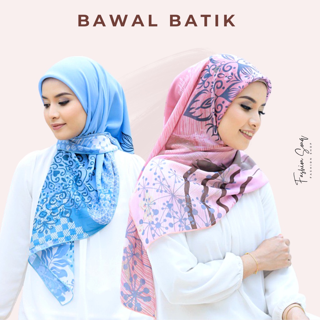 NEW DESIGN Tudung Bawal Batik Batu Tabur Cotton Voile . Manik Corak ...