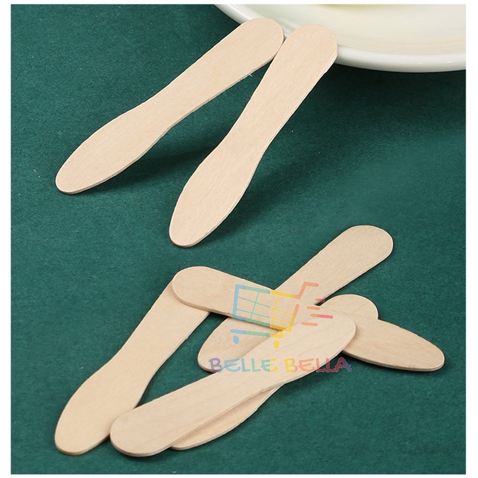 ±100 PCS DISPOSABLE 3.0" WOODEN ICE CREAM SPOON DIY CRAFT STICK DESSERT SPOON BATANG KAYU SUDU AISKRIM 冰淇淋木勺