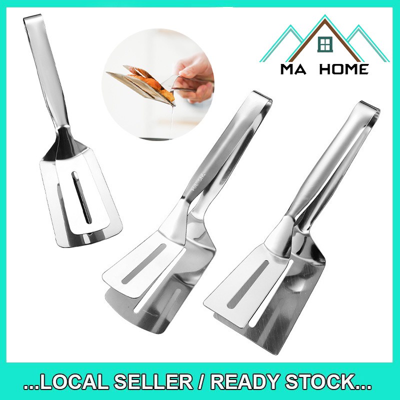 MA Home Stainless Steel Grill Steak Clip Clamp Double Sided Spatula BBQ Shovel Food Clipper