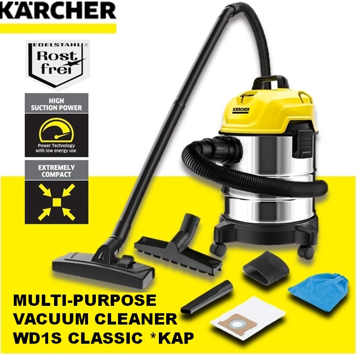 Karcher WD 1S 1300Watt Classic KAP Wet & Dry Vacuum Cleaner with Blower