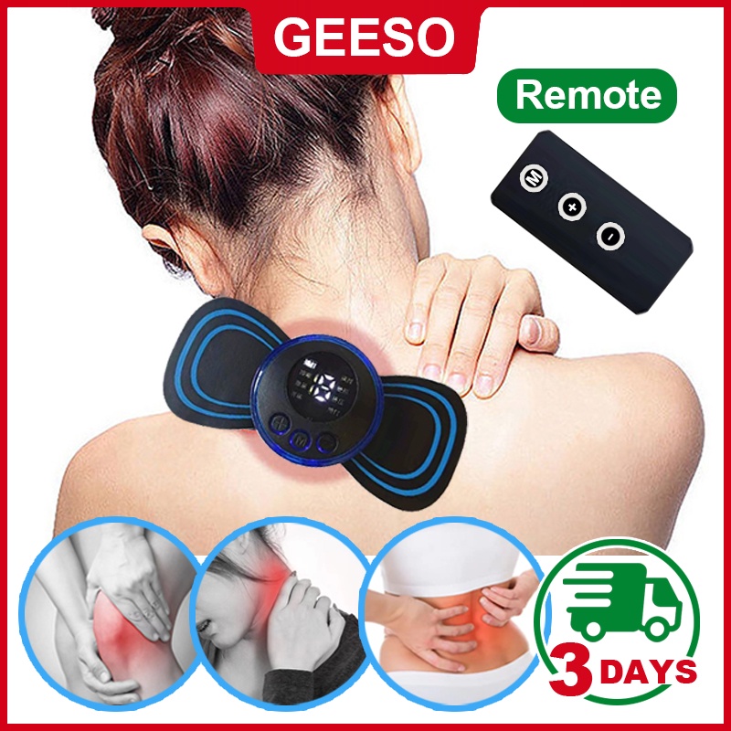 GEESO EMS Cervical Massage Stickers USB Rechargeable Stimulator Neck ...