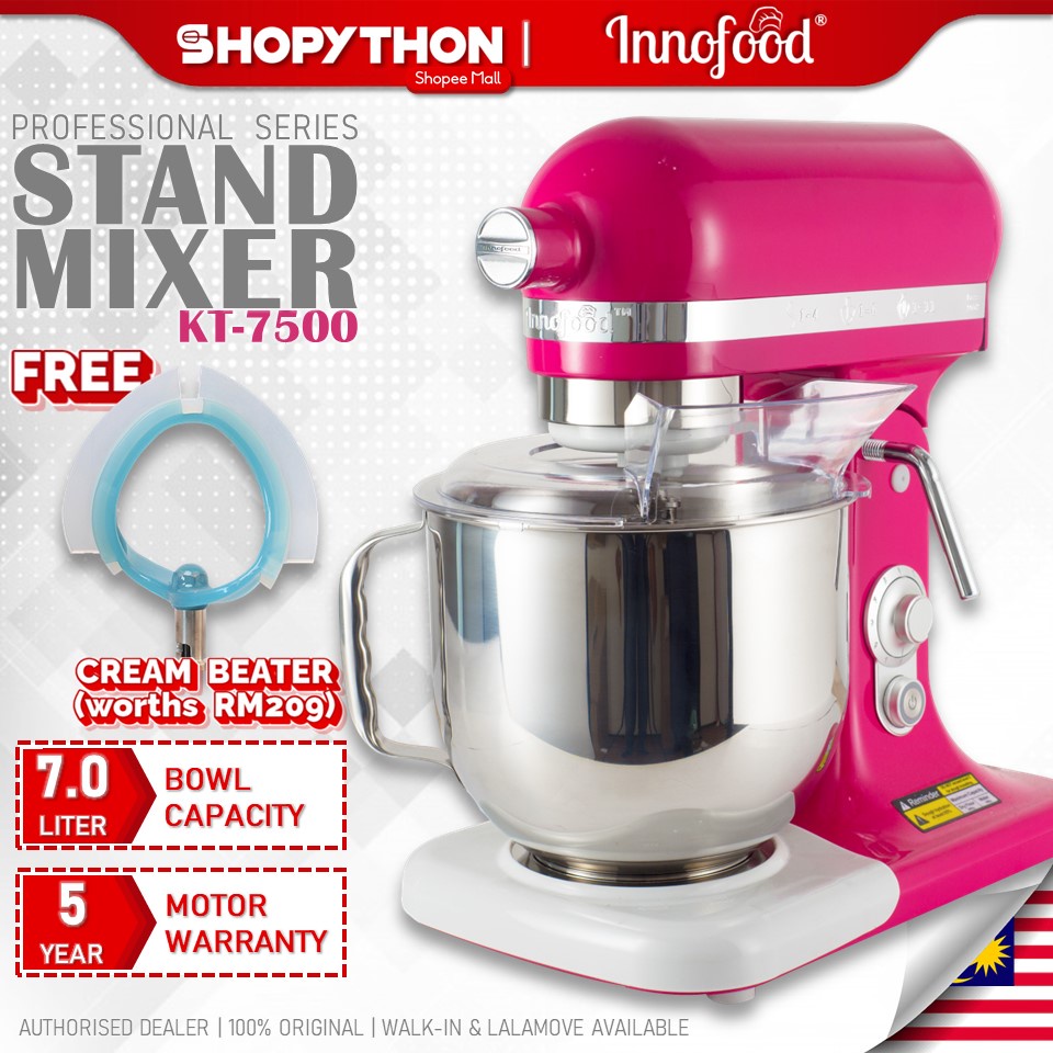 INNOFOOD Professional Series Stand Mixer KT7500 Fuchsia Pink (7.0L