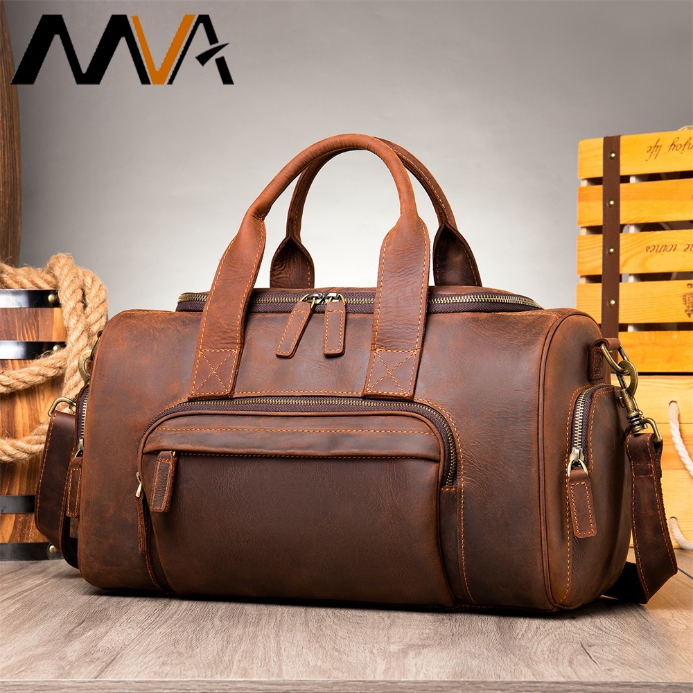 Crazy Horse Leather Travel Bag Men Big Real Leather Luggage Bags Travel