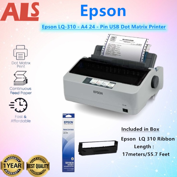 Epson Lq 310 Dot Matrix Printer Lq 310 With 24 Pin Narrow Carriage Impact Lq 310 Ribbon 6269