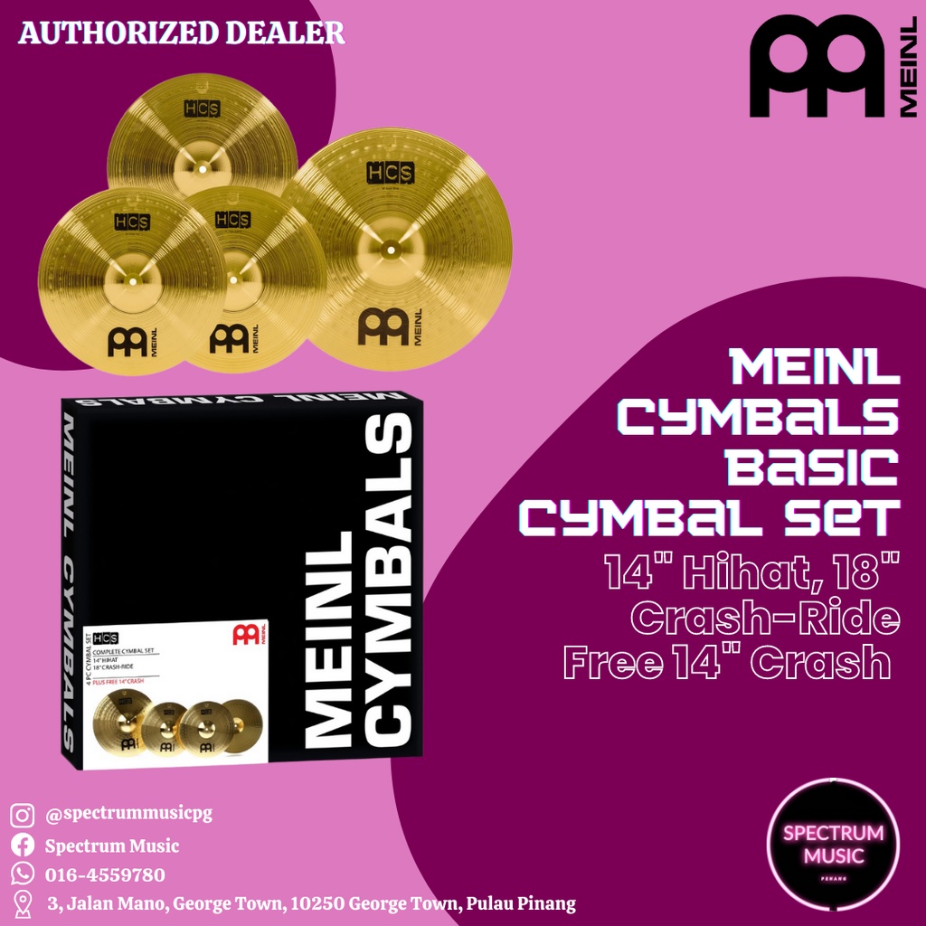 MEINL Cymbals HCS Basic Cymbal Set 14" Hihat, 18" CrashRide free 14