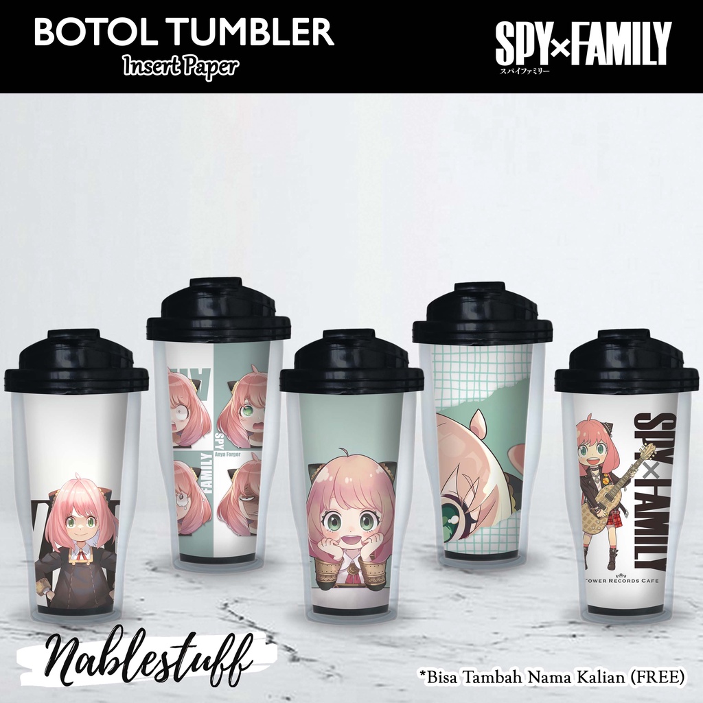 Tumbler Bottle Unofficial Spy x Family Anya Forger Waku Waku Bottle Drink Insert Paper // Kpop Merchandise