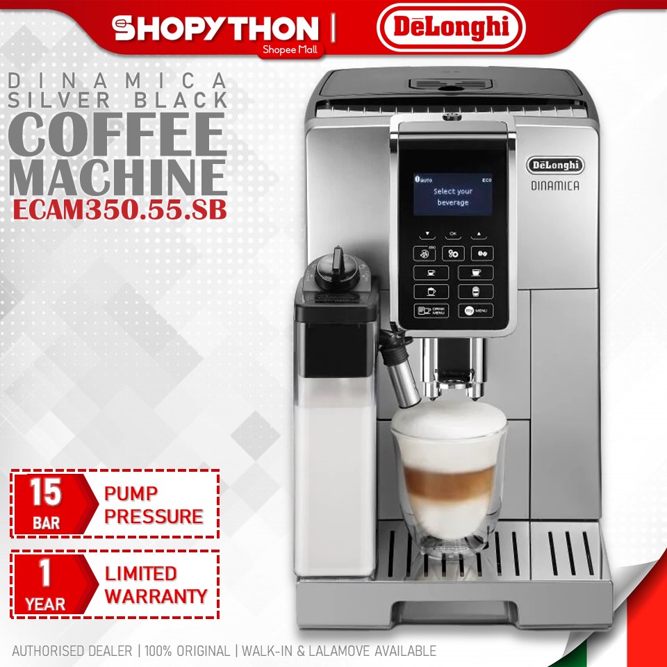 DELONGHI Dinamica Silver Black ECAM350.55.SB (1.8L/1450W) Fully Automatic Espresso Maker Machine