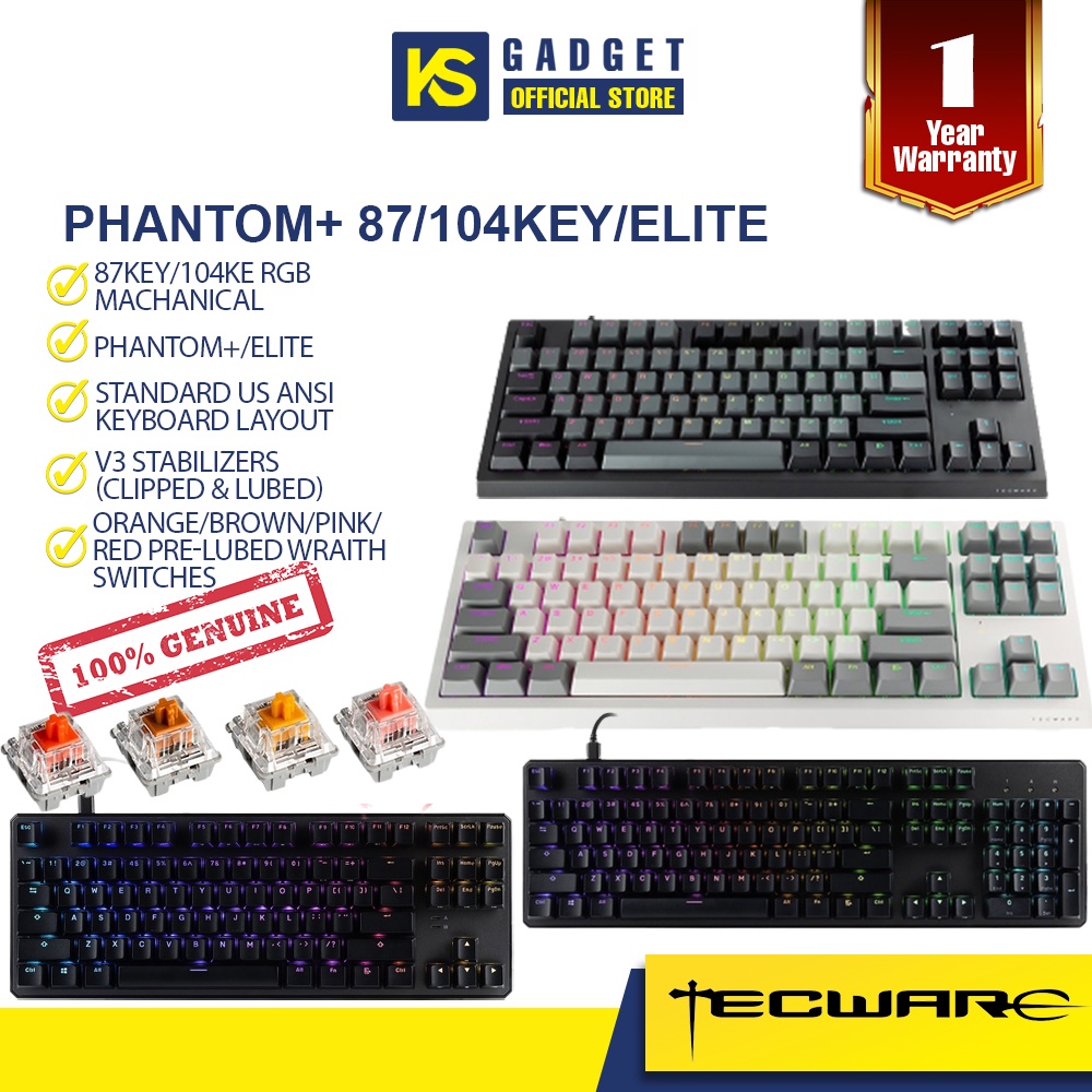 TECWARE Phantom+ [87-Key/104key] Phantom+ Elite RGB Mechanical Keyboard ...