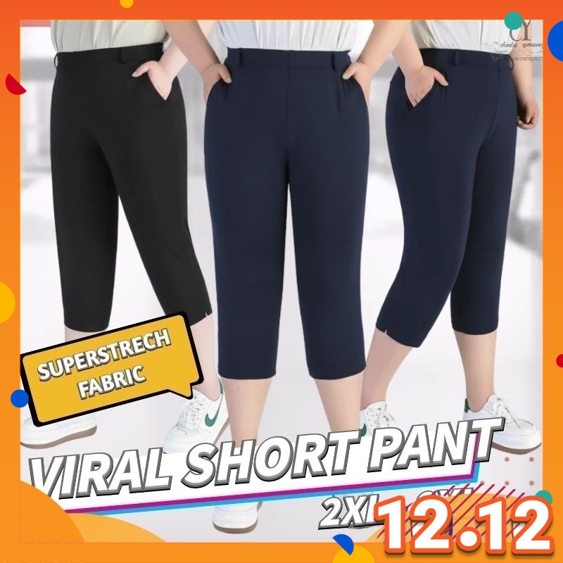 CY 4738 (XXL-9XL) WOMAN CASUAL SHORT PANTS BIG PLUS SIZE /  SELUAR PENDEK SIZE BESAR  /  WOMAN CROPPED PANTS 7XL 8XL 9XL