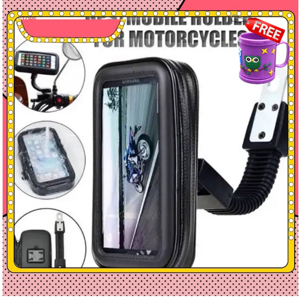 FREE GIFT EXTRA LARGE Universal Motorcycle Phone Holder Waterproof GPS Navigation Bracket Compatible for MOBILE